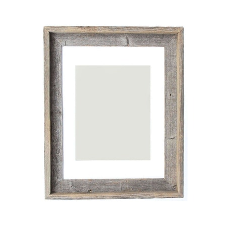 Homeroots 16" x 20" Gray And Brown Distressed Solid Wood Hanging Picture Frame with Mat 380274