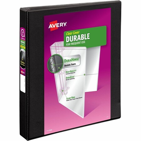 Avery Dennison View Binder, EZ-Turn Ring, w/ Four Pockets, 1 Cap. Blackin 17011