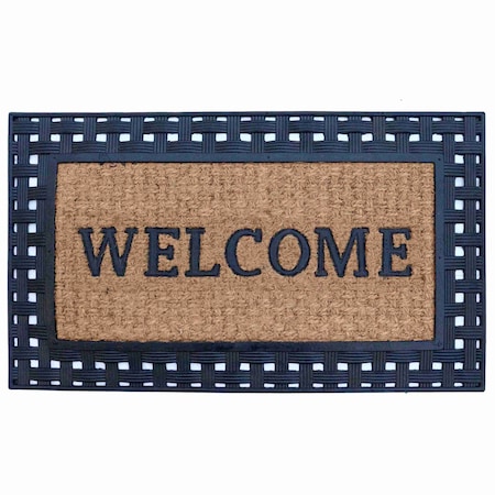 Gardenised Natural Coir and Non-Slip Rubber Doormat with Embossed Welcome Design, Elegant Welcome QI004891