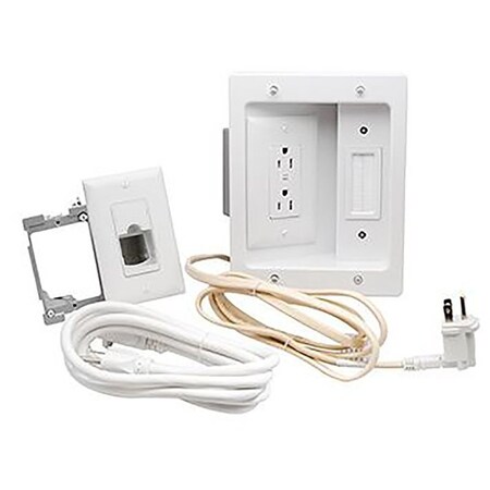 Legrand-On-Q On-Q TV Power and Cable Management Kit, 125 VAC, NEMA: 5-15R, White CPT306WV1
