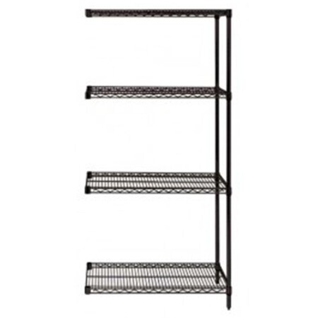 Betterbeds Black Wire Shelving 4-Shelf Add-On Unit - 18 x 36 x 74 in. BE1135283