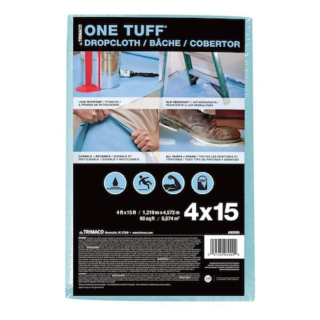 Triamco Trimaco ONE TUFF Drop Cloth, 15 ft L, 4 ft W, Sontara Fabric, Blue 90099