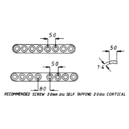 Jorgensen Laboratories Bone Plate, Round Holes, 2.0mm, 2 holes, 14mm J0403A