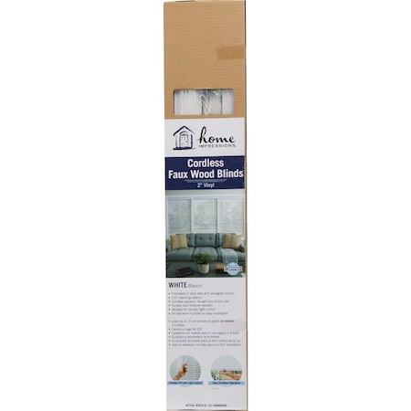 Home Impressions 23'' x 64'' x 2'' White Faux Wood Cordless Blind 603096