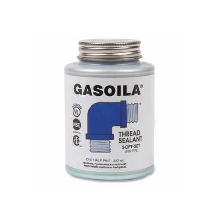 Gasoila Soft-Set Thread Sealant, 1/2 Pint Brush Top Can, Blue/green 296-SS08