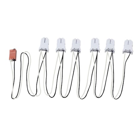 Keystone Wiring Harness for LED Tubes; (6) Pre-Wired Tall, Non-Shunted Sockets with Power Disconnect KT-SOCKET-T8-U-T-6-W