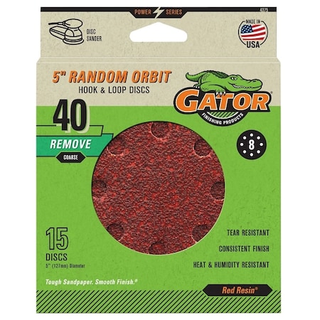 Gator DISC SANDING 8H H&L 40GRIT 5IN 4375