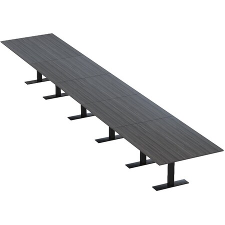 Skutchi Designs 22ft Rectangular Conference Table With Power | Harmony Series | 22 Person Meeting Room Table HAR-REC-48x264-T.BK-WA7949-NA