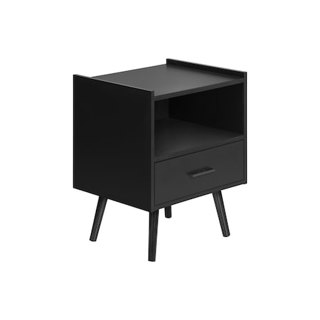 Monarch Specialties Accent Table, Side Table, Storage Drawer, Nightstand, Bedroom, Living Room, Black, Contemporary I 3667