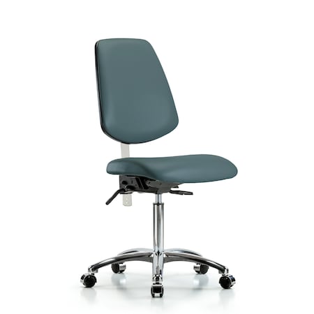 Blue Ridge Ergonomics Clean Room Chair Vin Med Ben Chair, Med, Bk, Blu, CL100, No Arms, 22" to 29" Height, Vinyl BR-NCR-VMBCH-MB-CR-T1-A0-NF-CC-8546