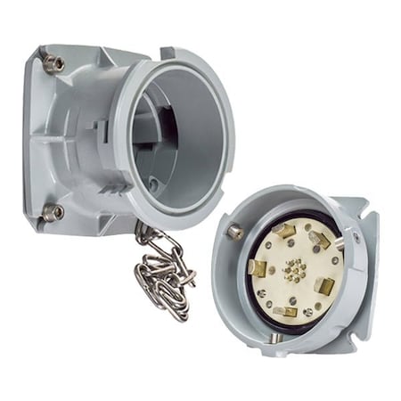 Meltric PFQ300 INLET METAL GRAY SIZE F IP 66/67 3P+N+G 300 A 277/480 VAC 60 Hz +8 AUX 47-38047
