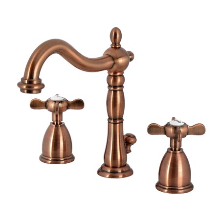 Kingston Brass Widespread Bathroom Faucet with Brass Pop-Up, Antique Copper KB197BEXAC