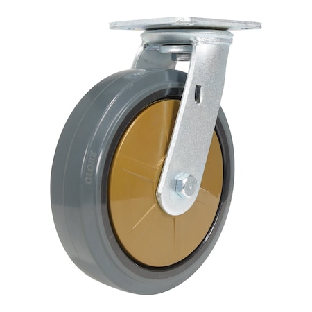 Vestil Rubber Swivel Caster 8 In. Diameter x 2 In. Width 881 Lb. Capacity Dark Gray/Gold CST-KSM-8X2MR-S