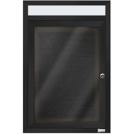 Aarco Illuminated Enclosed Letter Board Directory w/ Powder Coated Black Al Frame and Header, 24''Hx18''W ADC2418HIBK