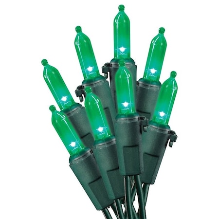 Hometown Holidays Light Set, Christmas, 120 V, 4.8 W, 50-Lamp, LED Lamp, Green Lamp, 13.58 ft L U10E406F