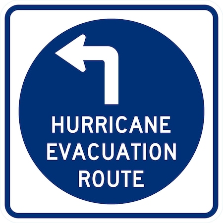 Lyle Hurricane Evacuation Route With Upper Left Arrow, 12x12, High Intensity Prismatic, White G-2393-HI_12x12