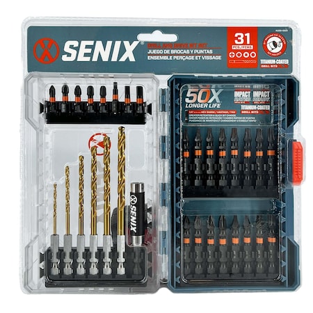 Senix 31-Piece Titanium-Coated Driver/Drill Bit Set with Magnetic Bit Holder AUDS-0001 AUDS-0001
