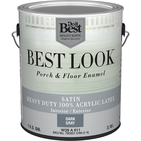 Do It Best Best Look 1 Gal. Dark Gray Hvy Dty Acrylic Latex Satin Porch & Floor Enamel W39A00611-16