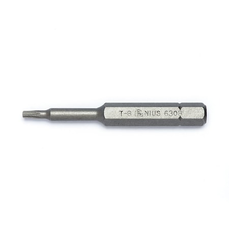 Genius Tools 1/4in Hex Shank, T-8 Star Screwdriver Bit 56mmL 6308