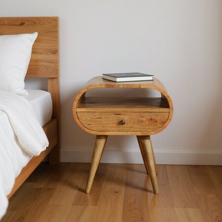Homeroots 21" Natural Solid Wood Oval One Drawer Nightstand 651527