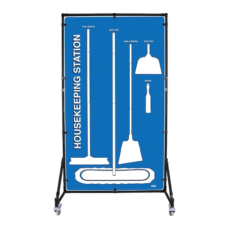 5S Supplies Housekeeping Shadow Board Broom Station V11, Blue / White, Kit HSB-V11-BLUE/WHITE-KIT