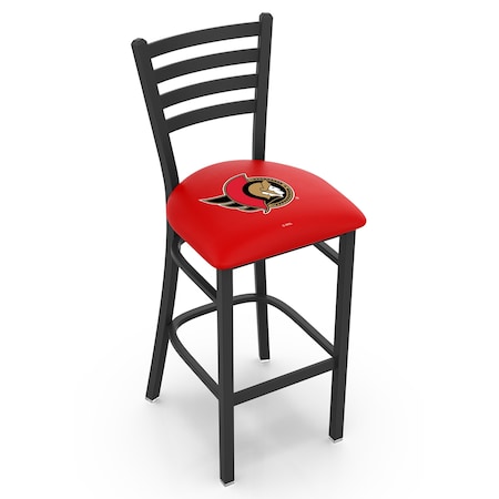 Holland Bar Stool Co 25" Blk Wrinkle Ottawa Senators Stationary Counter Stool, Ladder Back L00425OttSen
