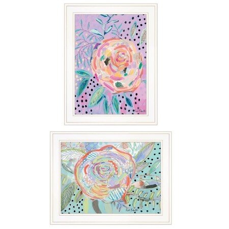 Homeroots Set Of Two Bloom for Yourself 1 White Framed Print Wall Art, 2PK 406213