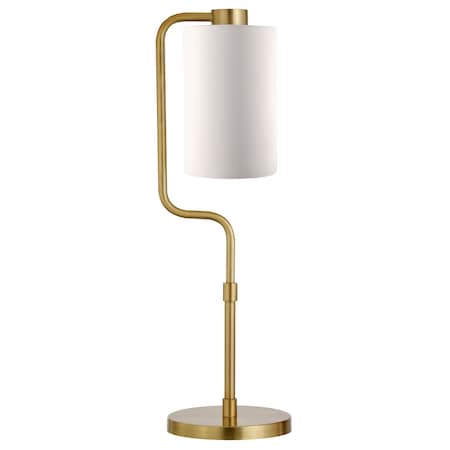 Homeroots 24" Brass Metal Table Lamp With White Cylinder Shade 524423