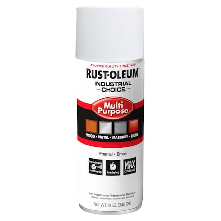 Rust-Oleum Spray Paint, White, Flat, Solvent, 12 oz 1690830V