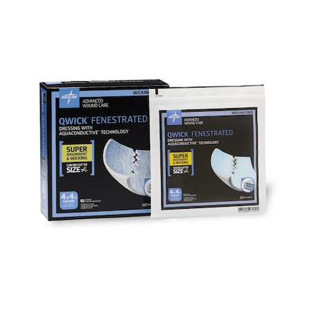 Medline Qwick Fenestrated Nonadhesive Dressing with Aquaconductive Technology, 4.25in x 4in MSC5844FH