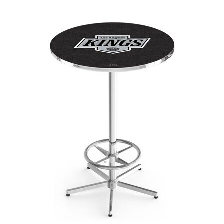 Holland Bar Stool Co 42" Chrome Los Angeles Kings Pub Table, 36" dia. Top L216C4236LAKing