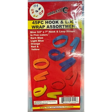 Tool City 45 PIECE HOOK AND LOOP WRAP ASSORTMENT 13044