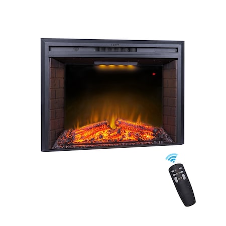 Edendirect 35.63-in W Black Wall mount LED Wall-mount Electric Fireplace with Remote Control Included ZR-EF33T