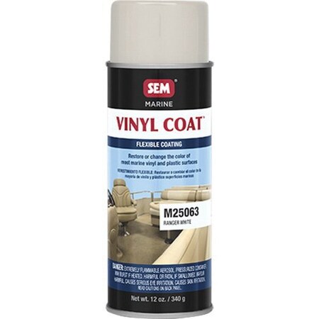 Sem Vinyl Coat Flexible Coating, 16 oz Aerosol Can, Ranger White, 24 hr Curing, Aerosol M25063