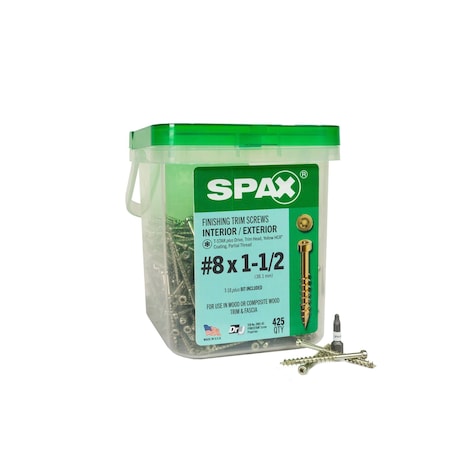 Spax #8 x 1-1/2 in Exterior / Interior Finish Partial Thread Powertrim Trim Head T-Star Plus Pail, 425PK 3231870400408