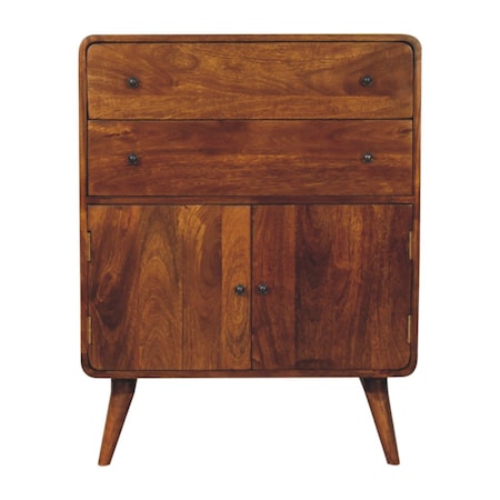 Homeroots 38in Chestnut Solid Wood Accent Cabinet With Two Doors And Two Drawers 654270