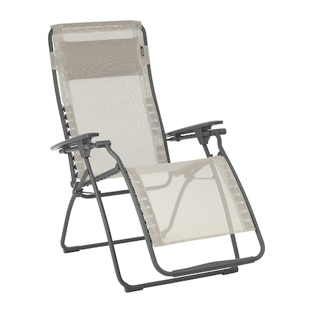 Homeroots 28" Beige and Gray Metal Zero Gravity Chair 320590