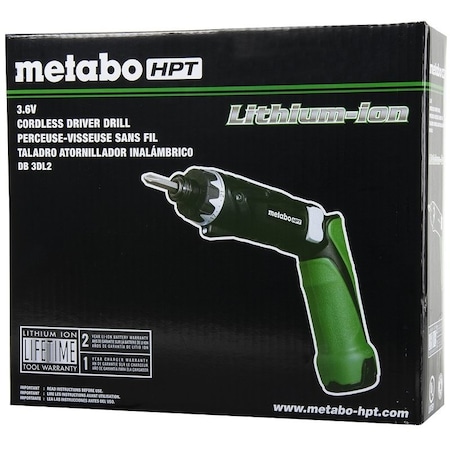 Hxp Adjustable In-Line Screwdriver Kit, 3.6 V Battery, Lithium-Ion Battery, 1/4" Chuck, Hexagonal Chuck DB3DL2M