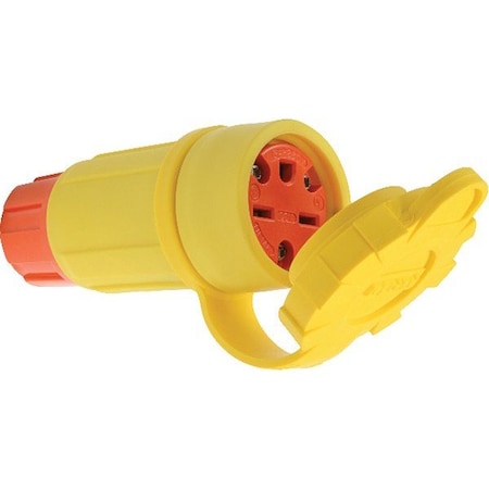 Pass & Seymour Straight Blade Connector, Non-NEMA, 15 A, 250V AC, 2 Pole, 3 Wire, Screw Terminals, Yellow 15W49AM