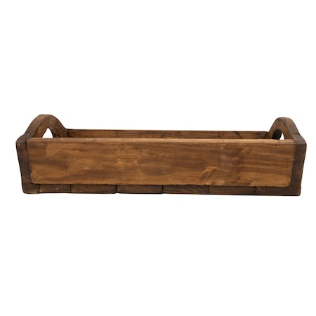 Homeroots 20in Brown Reclaimed Wood Handmade Serving Tray With Handles 724222