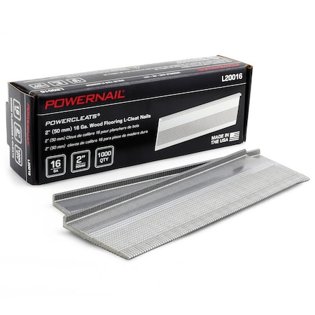 Powernail Collated Flooring Nail, 2 in L, 16, L-Head Head, 1000 PK L20016