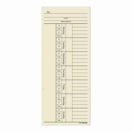 Adams Business Forms Time Cards for Acroprint, Amano and Lathem Time Clocks, Two Sides, 3.4in x 8.25in, 200PK 9660-200
