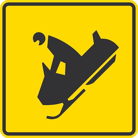 Lyle W11-6, Snowmobile Crossing Symbol, 36x36, High Intensity Prismatic, Yellow G-16394-HI_36x36