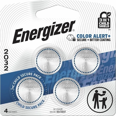 Energizer 2032 Lithium Coin Battery, 4 Pack - For Multipurpose - CR2032 - 4 / Pack 2032BP-4