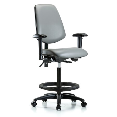 Blue Ridge Ergonomics Vinyl Chair, Vinyl, Adjustable Arms BR-VHBCH-MB-RG-T1-A1-BF-RC-8840