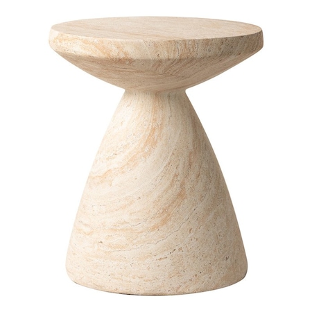 Leisuremod Dune 17 in Round Fiberstone Side Table, Pedestal Base, Weatherproof, Fully Assembled DST17TR