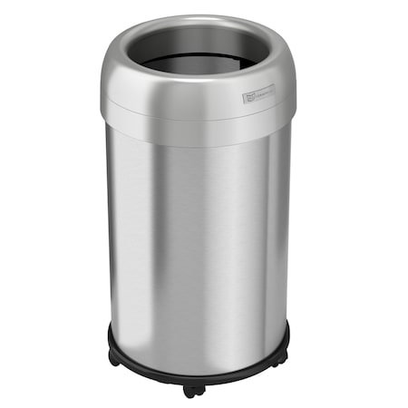 Hls Commercial 13 gal Round Indoor Metal Can, Silver, Open Top, Stainless Steel, 14.1 in HLS13STRM