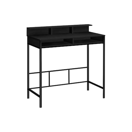 Homeroots 47" Black Wood and Metal H-Shape Computer Desk 489893