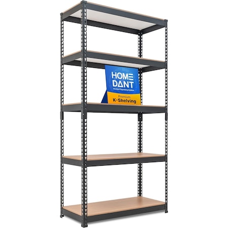 Homedant 5-Tier Boltless Heavy Duty Metal Shelving Unit, 35.9"W x 16.2"D x 71.3"H, Black 805900