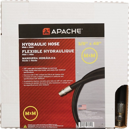 Apache 3/8'' x 48'' Male to Male Hydraulic Hose 98398238